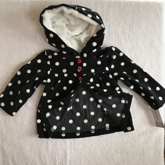 CARTER’S 3-Piece Fleece Hoodie Set Polka Dot Black White Pink Size 18 Months NWT - Picture 12 of 14